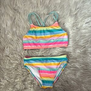 Girls Vibrant Striped Bikini Set size 6x